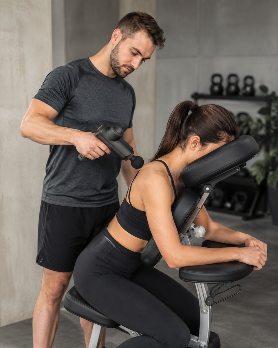 Massagem com massageador de percussão — STAF